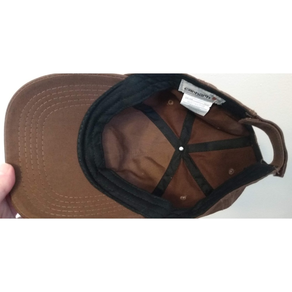 Carhartt ODESSA Brown Cap Strapback Leatherette Logo FastDry Dad Hat Workwear - Picture 5 of 5
